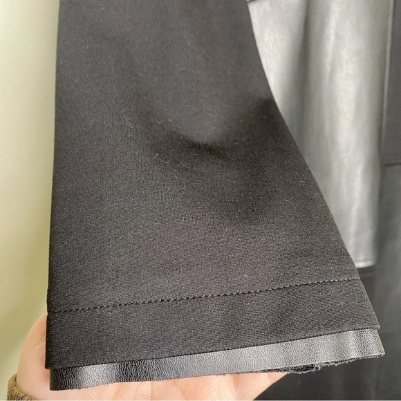 Peace of Cloth NY Black Faux Leather Michaela Patchwork Knit Dress Size Small - Picture 7 of 12